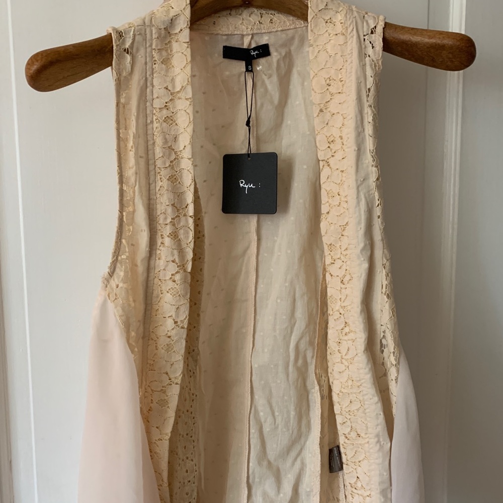 Ryu cream colored boho laced detailing vest.